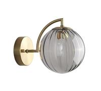 Lampada da Parete per Interni in Vetro Verde Grigio Ambra a Coste, Applique da Comodino in Stile Nordico Moderno, Applique da Bagno Rotonda a Sfera con Attacco E27 per Camera da Letto, Soggiorno,