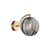 Lampada da Parete per Interni, Interamente in Vetro Color Rame,Da da Parete Moderna e Minimalista,Da da Comodino per Camera da Letto,Da da Comodino per Hotel, Applique da Parete/Grigio