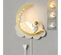 Lampada da Parete per La Stanza dei Bambini LED Luce da comodino Dimmerabile con Interruttore Applique da Parete Nuvola con Spina e Cavo Astronauta Luce a Muro Interni per camera da letto Cameretta
