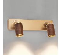 Lampada da Parete per Lettura da Camera da Letto, Stile retrò, in Metallo, con Paralume in Noce, Lampada da Parete a LED da Comodino Moderna di metà secolo, Illuminazione Interna Regolabile per a