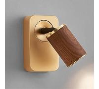 Lampada da Parete per Lettura da Camera da Letto, Stile retrò, in Metallo, con Paralume in Noce, Lampada da Parete a LED da Comodino Moderna di metà secolo, Illuminazione Interna Regolabile per a