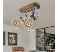 Lampada da Parete Plafoniera Spot 2xLED Mobile Legno Griglia Bianco Filamento [EEK: E]