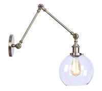 Lampada da Parete Regolabile con Braccio oscillante Industriale Sconde Lampada da Parete con Lanterna in Vetro Trasparente sferico Lampada da Camera con Braccio Flessibile E27 Soggiorno (col