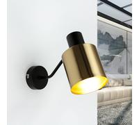 Lampada da parete con braccio per interni Palermo Faretto Spot dal design industriale color ottone nero E27 ideale per il soggiorno cucina