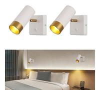 Lampada da Parete Regolabile per il Montaggio a Parete, 330 ° Rotabile a 90 ° Pieghevole, Sconce Moderne a Filo Rigido Gu10 Wall Swivel Spot Lights per Camera da Letto Studio Soggiorno, JYLSSKUK, 2