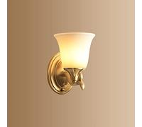 Lampada da Parete retrò, Applique da Parete in Rame Vintage con Paralume in Vetro Bianco, lampade da Parete in Rame Antico per Soggiorno, Sala da Pranzo, Camera da Letto, Specchio cosmetico