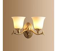 Lampada da Parete retrò, Applique da Parete in Rame Vintage con Paralume in Vetro Bianco, lampade da Parete in Rame Antico per corridoio per Soggiorno, Sala da Pranzo, Camera da Letto, Specchio