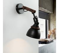 Lampada Da Parete Retro In Metallo E Legno Regolabile E14 Per Cucina E Soggiorno