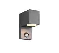 Lampada da parete rettangolare per esterni, con sensore di movimento, colore antracite, altezza 15 cm