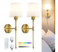Lampada da parete RGB LuminexDesigns, 2 pezzi dorati ricaricabili