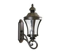 Lampada da Parete Rustica Classica per Esterni - Lanterna Industriale Impermeabile con Paralume in Vetro, Struttura in Alluminio Nero per Uso Domestico e Commerciale (Grande)/Large