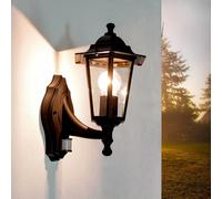 Lampada Da Parete Rustica Con Sensore Di Movimento PARIS Nera