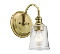 Lampada da Parete Schermo di Vetro Metallo A Ottone E27 Wandleuchte Bagno Cucina