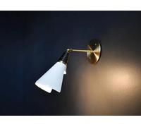 Lampada da parete SCICCOSO regolabile in ottone metà secolo bianco e ottone l...