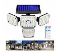 Lampada da Parete Solare 144LED Telecomando 3 Modalità Luce IP65 Giardino Viale