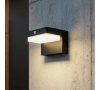 Lampada da parete solare a LED Lindby Eleazar, nera, con sensore LINDBY