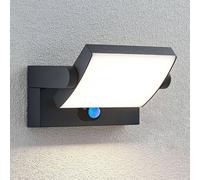 Lampada da parete solare a LED Lindby Sherin, antracite, con sensore, IP54 LINDBY