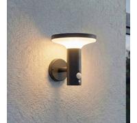 Lampada da parete solare a LED PRIOS Kalen, 17 cm, nera, con sensore PRIOS