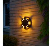 Luce con Picchetto Lampada da Parete Solare Patio 3 Livelli Nero Tondo Alu LED [EEK: Non valutato]