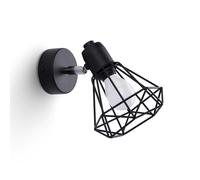 Lampada Da Parete Spot E27 Nera In Metallo Con Schermo A Rete Regolabile Retro