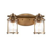 Lampada da Parete Stanza Bagno IP44 B:36,2 CM IN Ottone 2x E27 Vintage Luce