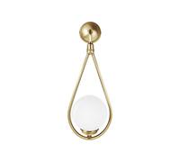 Lampada Da Parete Stile Liberty H: 44 Cm Ottone Vetro E14 Ombrello Interno