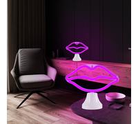 Lampada da parete a LED lampada da tavolo Kissing Mouth lampada decorativa rosa neon, con USB, LxH 24x19,5 cm, set da 2
