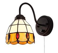 Lampada da parete Tiffany con interruttore dimmerabile, applique vintage industriale con cavo a spina, applique arancione macchiata, perfetta per camera da letto, soggiorno