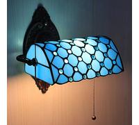 Lampada da Parete Tiffany, Lampada da Parete retrò con Interruttore a Catena, Paralume in Vetro colorato, Lampada da toeletta Antica, Lampada da Lettura Vintage da Comodino per Camera da Let