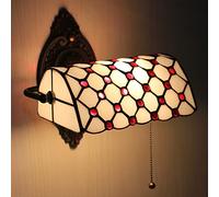 Lampada da Parete Tiffany, Lampada da Parete retrò con Interruttore a Catena, vetrate Colorate Regolabili, Lampada da toeletta Antica, Lampada da Lettura Vintage da Comodino per Camera da Le