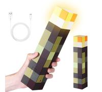 Lampada da Parete Torcia 11 pollici, Ricaricabile, USB per Lampada da Comodino, Lampada mini Craft, LED Mine-craft a Mano/Montaggio a Parete, cameretta dei bambini, soggiorno, gaming (Giallo)
