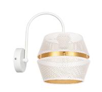Lampada Da Parete Ufficio Metallo Bianco Oro Elegante Stilosa E27 B:25 Cm Loft