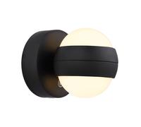 Lampada da parete Up Down Faretto da parete Lampada spot Batteria USB nera Dimmer touch Sfera, plastica, 1x LED 1,4W 90Lm bianco caldo, DxT 10x12,5 cm