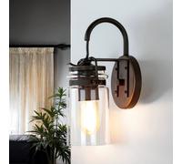 Applique Contemporanea Brinley Acciaio Bronzo Antico Vetro 1 Luce E27
