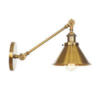 Lampada da parete vintage retrò in stile loft, con lustro, applique in oro, specchio, luce da bagno, lampada a stelo(Gold)