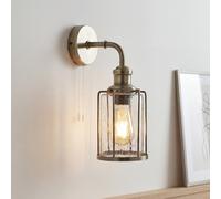 Applique Industrial-Nordico Tubi Acciaio Ottone Vetro 1 Luce E27