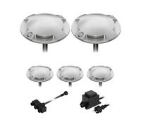 ledscom.de Lampada da terra a LED Bunda, 4 lampade, per esterni, passabile, bianco freddo, set di 5