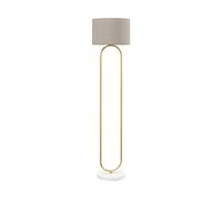 HOMCOM Lampada da Terra Moderna con Paralume in Tessuto, Doppio Tubo Metallico e Interruttore a Pedale, Oro Aosom Italy