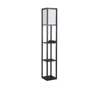 HOMCOM Lampada da terra rettangolare 2 connettori USB con 3 ripiani per conversazione bianco nero 26 x 26 x 160cm Aosom