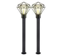 Lampada da percorso, lampada da patio, luce esterna, lampada da terra industriale, lampada con base in acciaio inossidabile nero, 1x E27, LxH 22,5x100 cm, set di 2