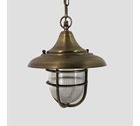 Lampada da pesca industriale in stile nautico in ottone con finitura ossidata in ottone Pericle