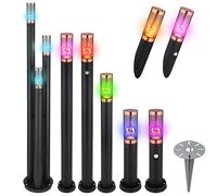 Lampada da piedistallo con rilevatore di movimento RGB lampada da parete per esterni lampada da terra in acciaio inox, sensore telecomando dimmerabile, rame fumo, RGB LED 8,5W 806lm bianco caldo