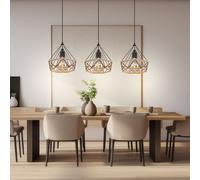Lampada Da Pranzo A Sospensione LED 3-Fiamme Rete In Filo Di Canapa L 100 Cm [EEK: E]