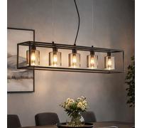 Lampadario Da Pranzo Pendente E14 Regolabile In Altezza Vetro Fumé L 95 cm [EEK: Non valutato]