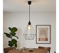 Lampada Da Pranzo Sospesa E27 Nera Industriale In Metallo A Rete [EEK: Inaditato]