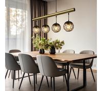 Lampadario Da Pranzo A Sospensione Oro Fumè LED Regolabile In Altezza Retro [EEK: E]