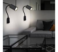 Lampada da Presa Lampada Spot Parete Lampada Letto collo a Cigno GU10 2er Set