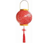 Lampada da proiezione in ferro, lanterna solare da esterno con design cavo rosso, impermeabile IP65, 6-12 ore di luce, gancio in metallo e nappa rossa inclusi, decorazione per tutto l'anno