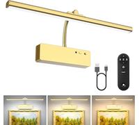 Lampada da Quadro con Telecomando, dimmerabile e Timer, Applique Senza Fili, Batteria Ricaricabile, Lampada da Parete a LED per Interni, Regolabile a 360°, 5 W, per Esposizione a Parete, Galleria