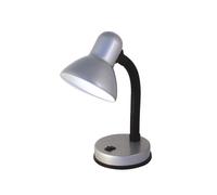 VELAMP CHARLESTON Lampada da tavolo con collo flessibile - Design moderno - Ideale per scrivania, lettura e comodino - Attacco lampadina E27 - Colore silver